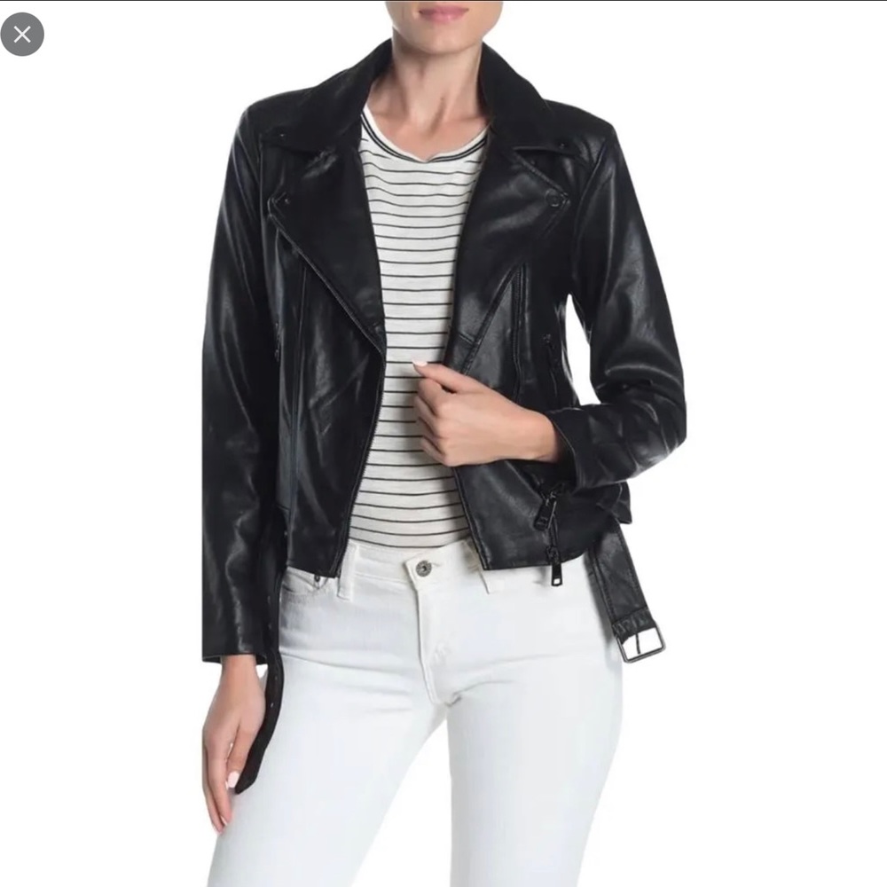 Elodie Faux-Leather Moto Jacket Black